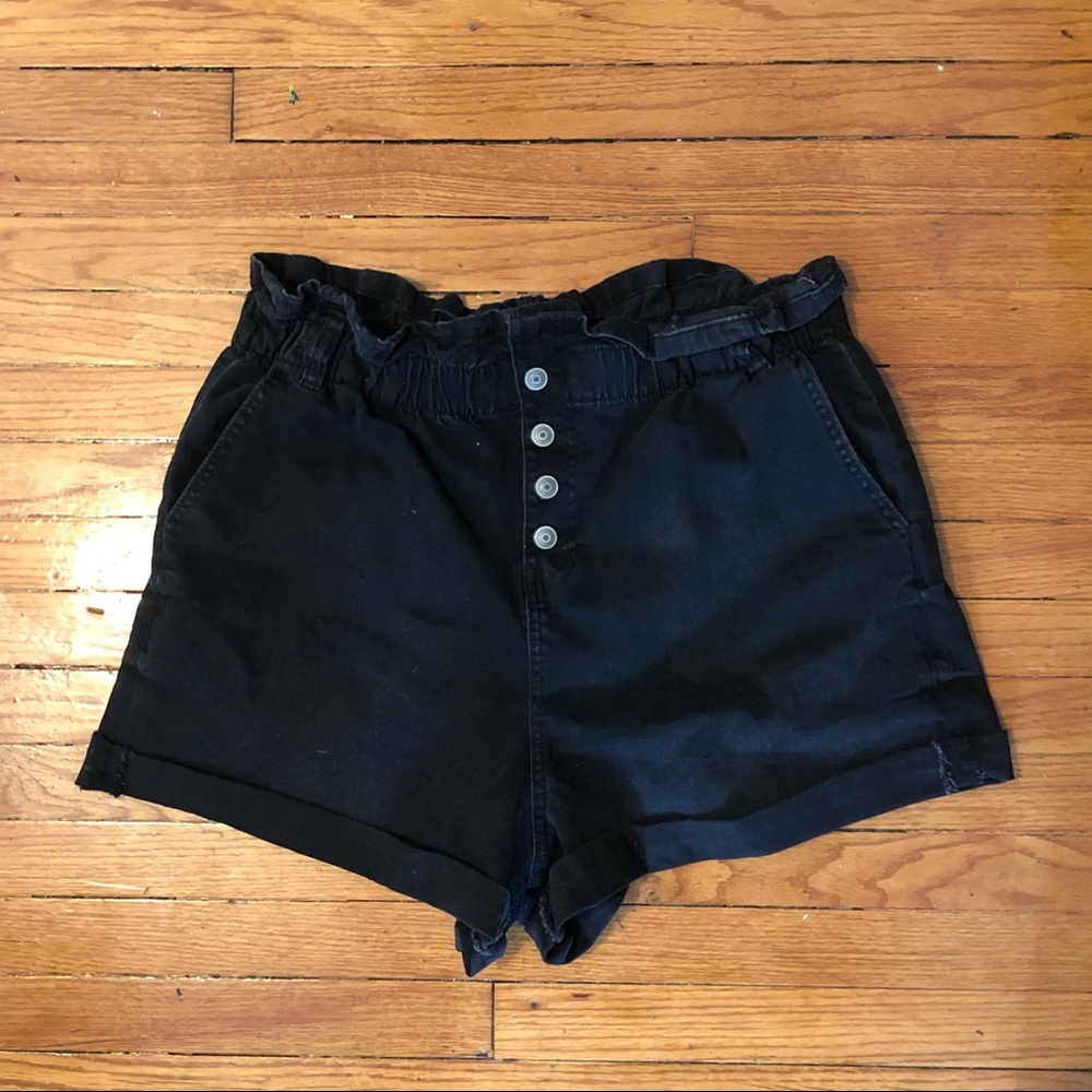 Black denim shorts